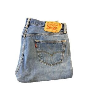 Levi's 501 Straight Leg Mens W36 L36 Light Wash Button Fly Denim Jeans
